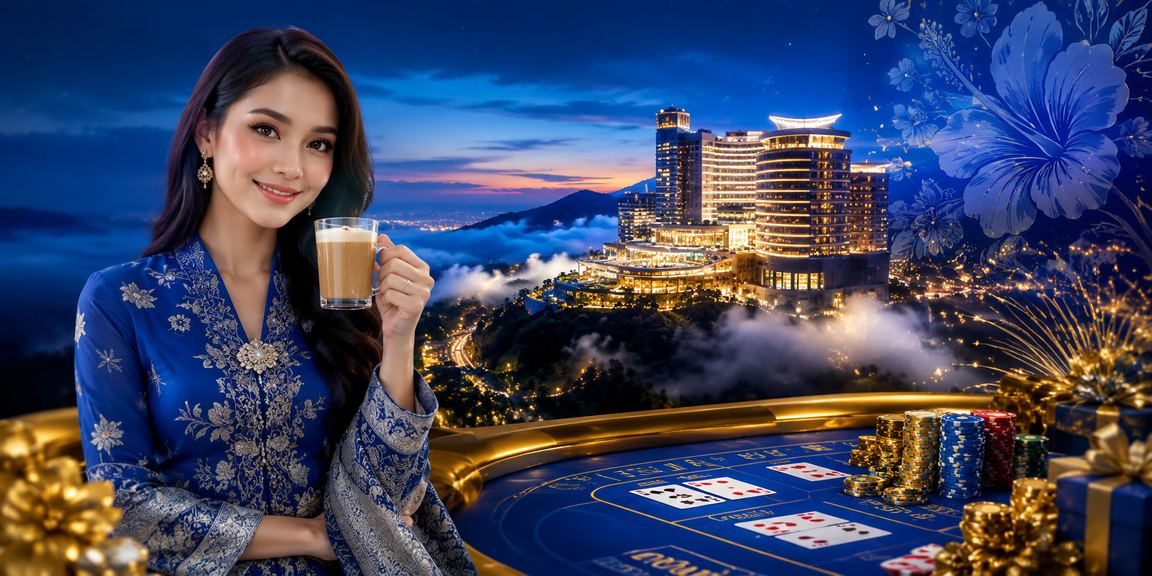 Permainan dadu dengan suasana Genting Highlands dan batik Malaysia